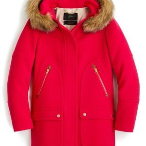 J. Crew Chateau Stadium Cloth Parka with Faux Fur